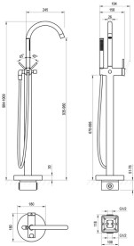 Смеситель для ванной Ravak Freedom напольный с душевым гарнитуром хром X070436