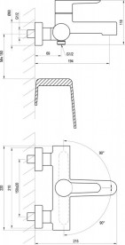 Змішувач для ванної кімнати Ravak Puri PU 022.20 настінний одноважільний чорний X070185