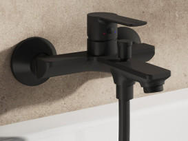 Змішувач для ванної кімнати Ravak Solar з душовим гарнітуром матовий чорний X07S106