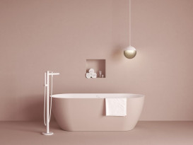 Змішувач для ванної кімнати Ravak Spring підлоговий з душовим гарнітуром білий матовий X070578