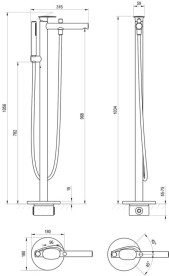 Смеситель для ванной Ravak Spring напольный с душевым гарнитуром черный матовый X070556