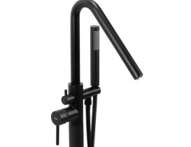 Змішувач для ванної кімнати Rea Aras підлоговий з душовим гарнітуром чорний REA-B2717