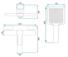 Смеситель для ванной Rea Argus однорычажный с душевым гарнитуром черный REA-B6407