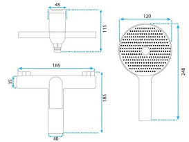 Змішувач для ванної Rea Avalon одноважільний з душовим гарнітуром хром REA-B1156