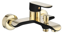 Змішувач для ванної Rea Bloom одноважільний з душовим гарнітуром чорний/золото REA-B9939