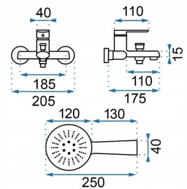 Смеситель для ванной Rea Buzz однорычажный с душевым гарнитуром черный REA-B3421