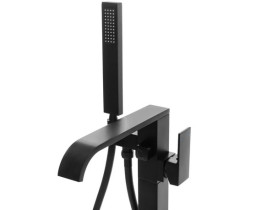 Змішувач для ванної кімнати Rea Carat підлоговий з душовим гарнітуром чорний REA-B5423