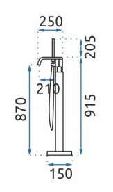 Смеситель для ванной Rea Carat напольный с душевым гарнитуром черный REA-B5423
