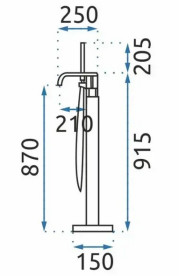 Смеситель для ванной Rea Carat напольный с душевым гарнитуром золото REA-B5231