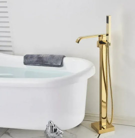 Змішувач для ванної Rea Carat з душовим гарнітуром золото REA-B5231