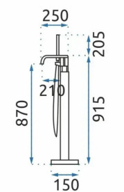 Смеситель для ванной Rea Carat напольный с душевым гарнитуром матовое золото REA-B6522