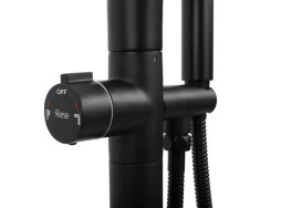 Смеситель для ванной Rea Clark напольный с душевым гарнитуром черный REA-B5300