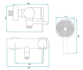 Змішувач для ванної кімнати Rea Clif одноважільний з душовим гарнітуром нікель REA-B6874