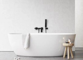 Змішувач для ванної кімнати Rea Fenix одноважільний з душовим гарнітуром чорний REA-B3310