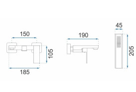 Змішувач для ванної кімнати Rea Fenix одноважільний з душовим гарнітуром чорний REA-B3310