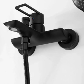 Змішувач для ванної кімнати Rea Flip одноважільний з душовим гарнітуром чорний REA-B2003
