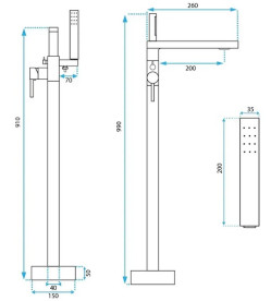 Змішувач для ванної Rea Flores з душовим гарнітуром матове золото REA-B2713