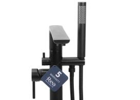 Смеситель для ванной Rea Flores напольный с душевым гарнитуром черный REA-B2711