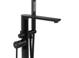 Смеситель для ванной Rea Flores напольный с душевым гарнитуром черный REA-B2711