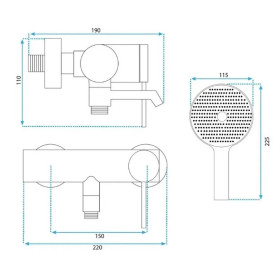 Змішувач для ванної кімнати Rea Foss одноважільний з душовим гарнітуром чорний REA-B5099