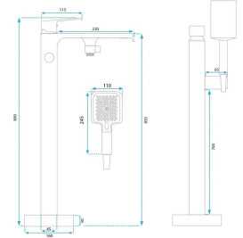 Змішувач для ванної кімнати Rea Hass з душовим гарнітуром матове золото REA-B6404