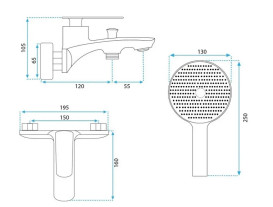 Змішувач для ванної Rea Jager одноважільний із душовим гарнітуром золото REA-B0699