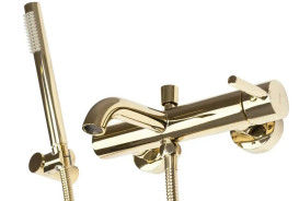 Смеситель для ванной Rea Lungo однорычажный с душевым гарнитуром золото REA-B6635