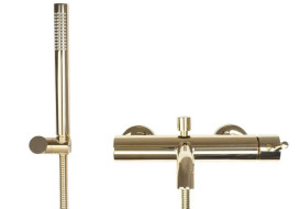 Смеситель для ванной Rea Lungo однорычажный с душевым гарнитуром золото REA-B6635