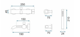 Смеситель для ванной Rea Lungo однорычажный с душевым гарнитуром хром REA-B6641
