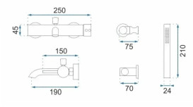 Смеситель для ванной Rea Lungo однорычажный с душевым гарнитуром матовая медь REA-B1115