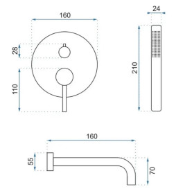 Змішувач для ванної кімнати Rea Lungo одноважільний з душовим гарнітуром золото REA-P4563