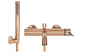 Смеситель для ванной Rea Lungo однорычажный с душевым гарнитуром розовое золото REA-B6695