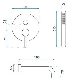 Змішувач для ванної кімнати Rea Lungo одноважільний з душовим гарнітуром чорний REA-P6300