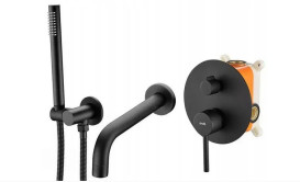 Змішувач для ванної кімнати Rea Lungo одноважільний з душовим гарнітуром чорний REA-P6300