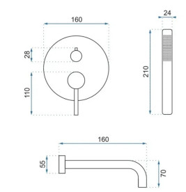 Змішувач для ванної кімнати Rea Lungo одноважільний з душовим гарнітуром рожеве золото REA-B6930