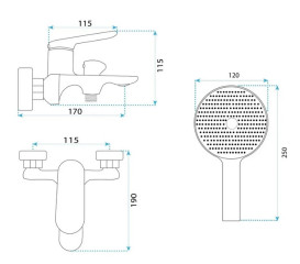 Смеситель для ванной Rea Marco однорычажный с душевым гарнитуром матовое золото REA-B5942
