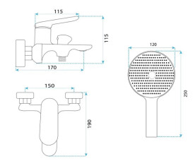 Смеситель для ванной Rea Marco однорычажный с душевым гарнитуром графит REA-B5063