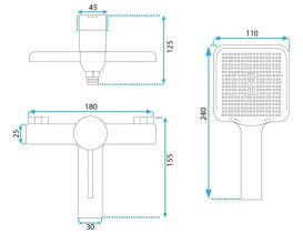 Смеситель для ванной Rea Melia однорычажный с душевым гарнитуром белый/золото REA-B2710