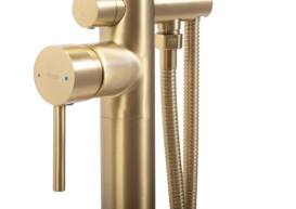 Смеситель для ванной Rea Mono напольный с душевым гарнитуром матовое золото REA-B2716