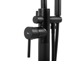 Смеситель для ванной Rea Mono напольный с душевым гарнитуром черный REA-B2714