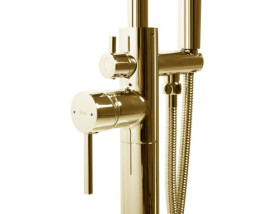 Смеситель для ванной Rea Mono напольный с душевым гарнитуром золото REA-B1130