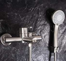 Смеситель для ванной Rea Ontario однорычажный с душевым гарнитуром никель REA-B5514