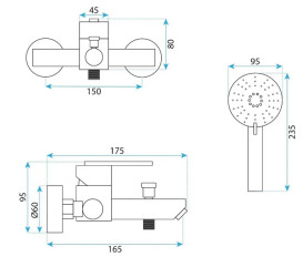 Смеситель для ванной Rea Ontario однорычажный с душевым гарнитуром никель REA-B5514