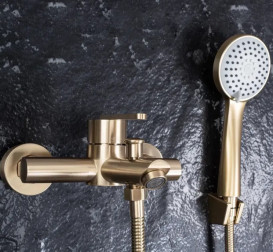 Смеситель для ванной Rea Ontario однорычажный с душевым гарнитуром матовое золото REA-B5513