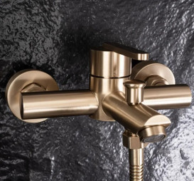 Смеситель для ванной Rea Ontario однорычажный с душевым гарнитуром матовое золото REA-B5513