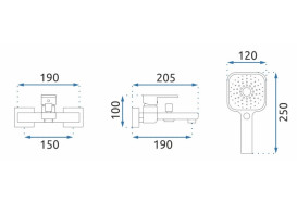 Смеситель для ванной Rea Orix однорычажный с душевым гарнитуром черный REA-B5133