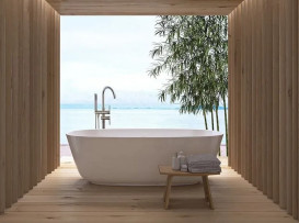 Смеситель для ванной Rea Ortis напольный с душевым гарнитуром хром REA-B1011