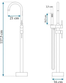 Смеситель для ванной Rea Ortis напольный с душевым гарнитуром хром REA-B1011