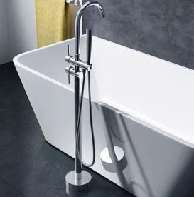 Змішувач для ванної кімнати Rea Ortis підлоговий з душовим гарнітуром хром REA-B1011