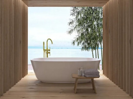 Змішувач для ванної Rea Ortis з душовим гарнітуром золото REA-B7430